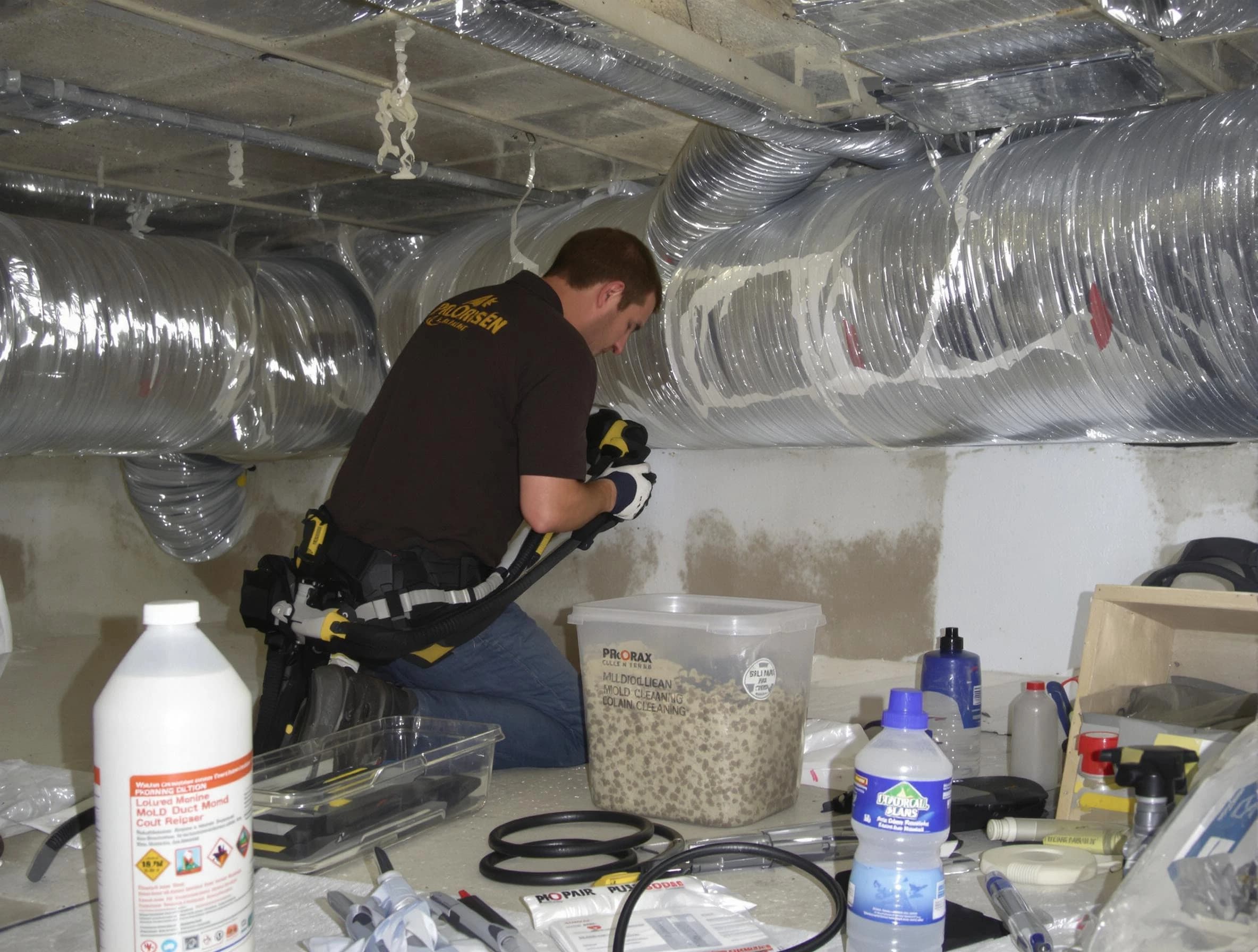 Murrieta Air Duct Cleaning specialist performing professional mold removal from air ducts in Murrieta