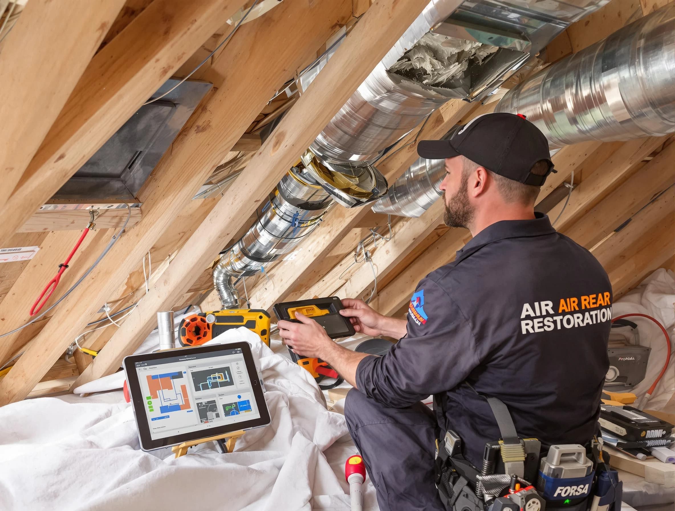 Murrieta Air Duct Cleaning technician performing precise duct repair work in Murrieta