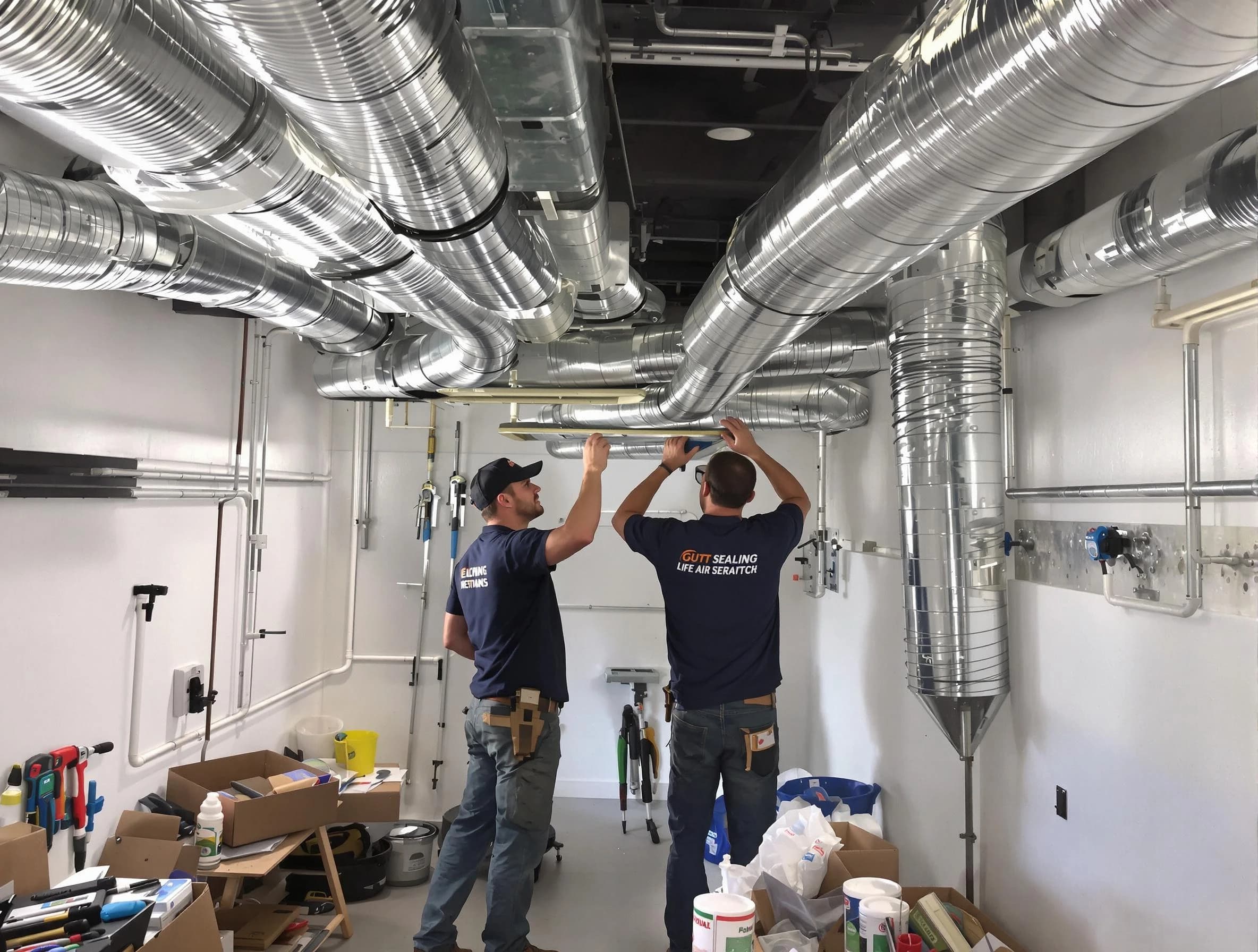 Murrieta Air Duct Cleaning technician applying professional duct sealing solutions in Murrieta