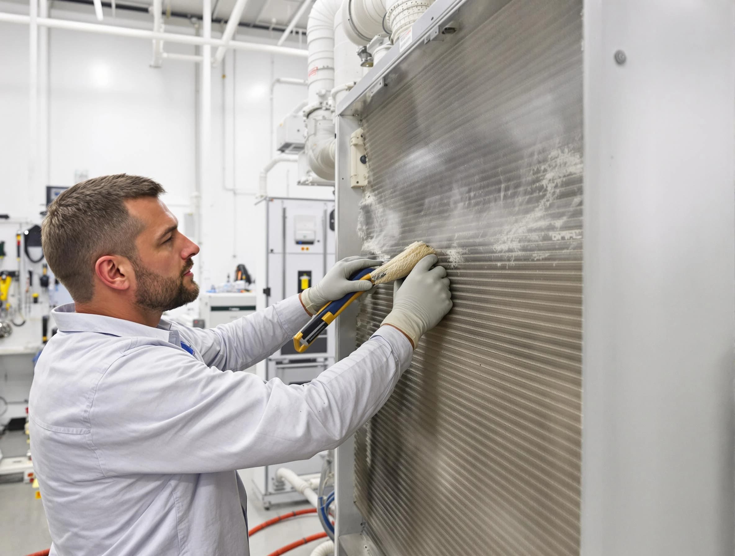 Murrieta Air Duct Cleaning technician performing precision commercial coil cleaning at a Murrieta business